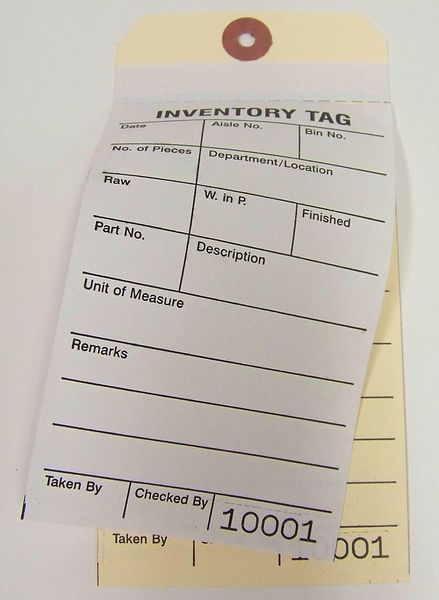 Two-Part Inventory Tag, Cardstock, PK100