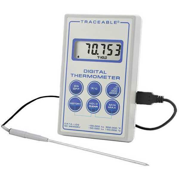 NIST TraceableÂ® Digital Thermistor Thermometer, -58 Degrees to 302 Degrees F