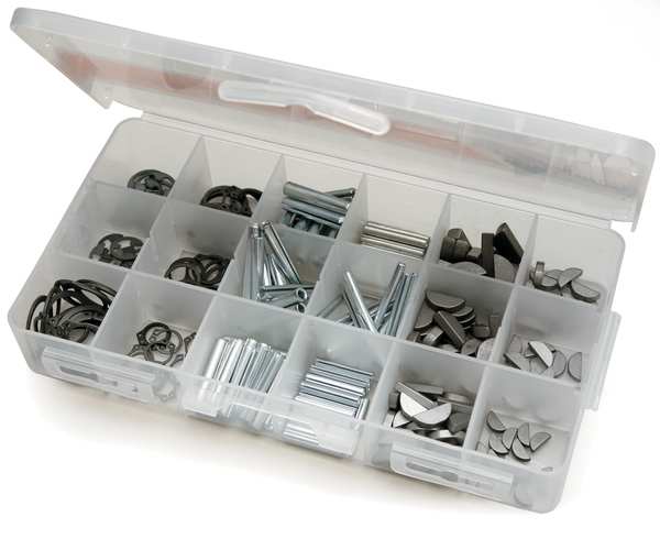 Combination w/ Woodruff Keys, Spring Pins, External Retaining Rings, And E-Rings, -