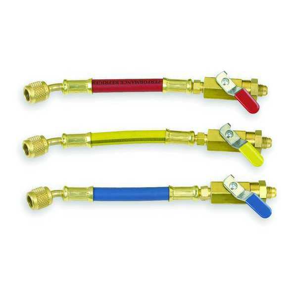 Ball Valve Hose Set, 6 In, Red, Yellow, Blue
