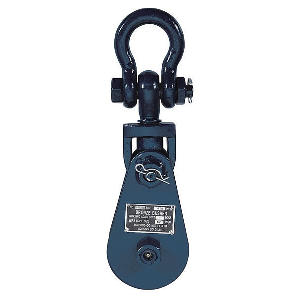 Snatch Block, Wire Rope, 1/2 in Max Cable Size, 8,000 lb Max Load, Painted