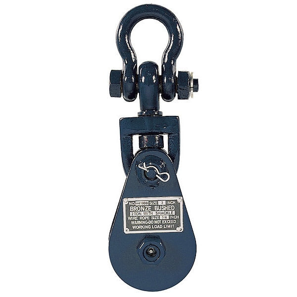 Snatch Block, Wire Rope, 3/8 in Max Cable Size, 4,000 lb Max Load, Painted