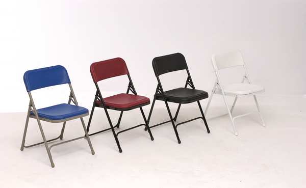 Folding Chair, Plastic, Blue, PK4