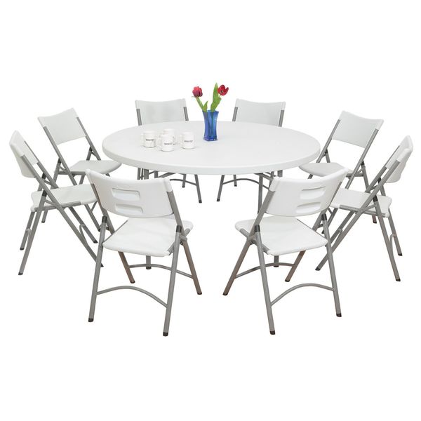 Folding Chair, Plastic, Gray, PK4