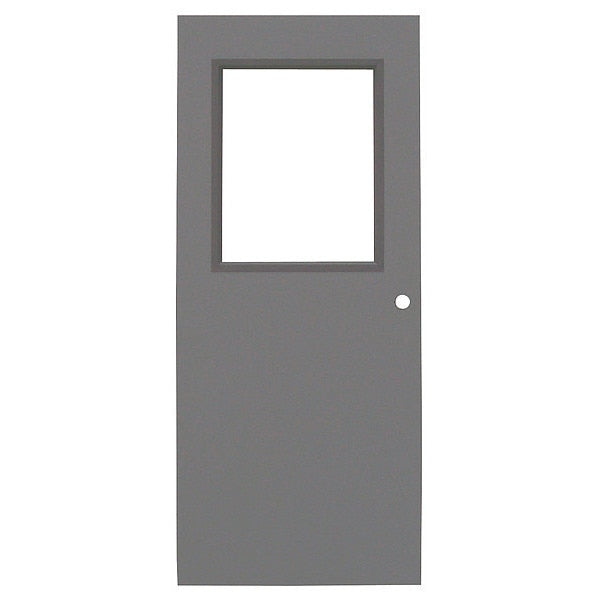 Half Glass Steel Door, 84 in H, 36 in W, 1 3/4 in Thick, 18-gauge, Type: 2