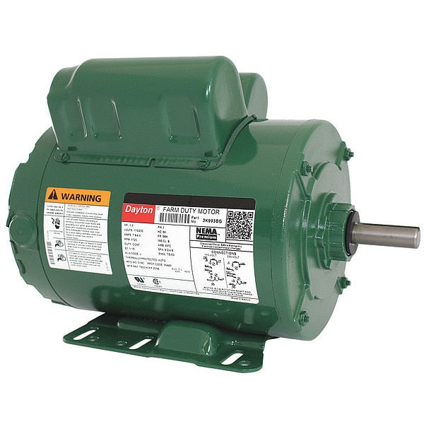 Agricultural Fan Motor, Capacitor-Start/Run, 1 HP, 115/230V AC, 1,725 Nameplate RPM, 56H Frame