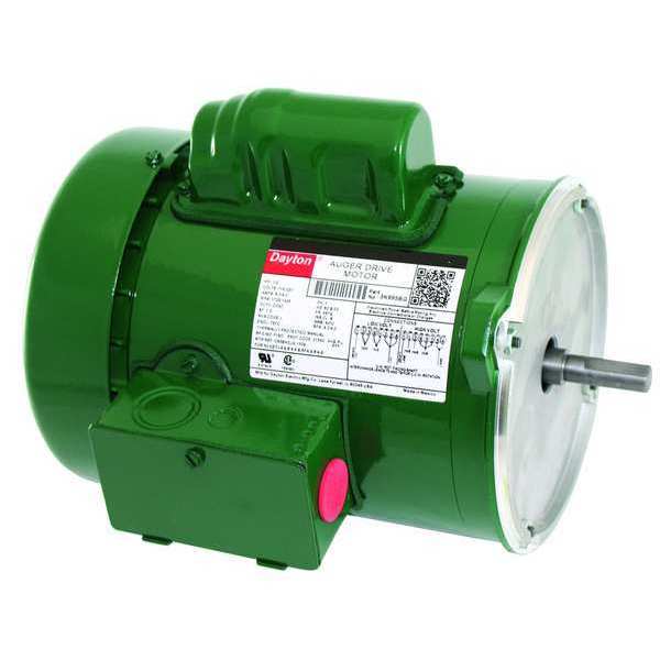 Auger Drive Motor, Capacitor-Start, 1/2 HP, 115/230V AC, 1,725 Nameplate RPM, 56YZ Frame