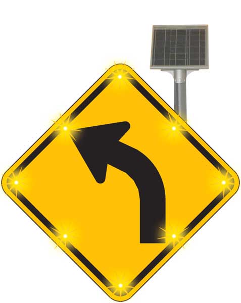 LED Traffic Sign, Left Curve Arrow, 30 In