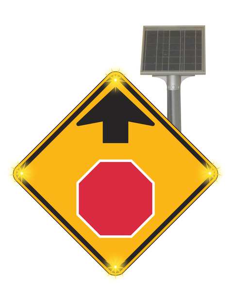 LED Sign, Stop Sign Ahead, 30 x 30 In
