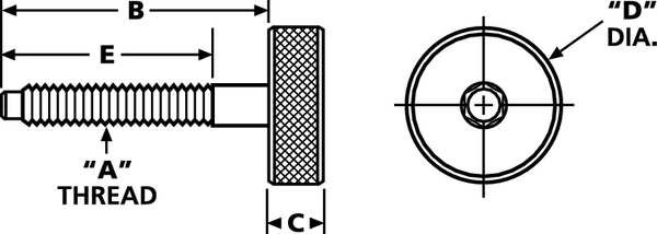 Dog Point Knurled Head Screw, 1 3/4 OAL