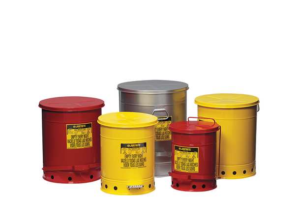 Oily Waste Can, 6 Gal., Steel, Red