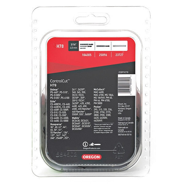 Saw Chain, 20 In., .050 In., 0.325 In.Pitch