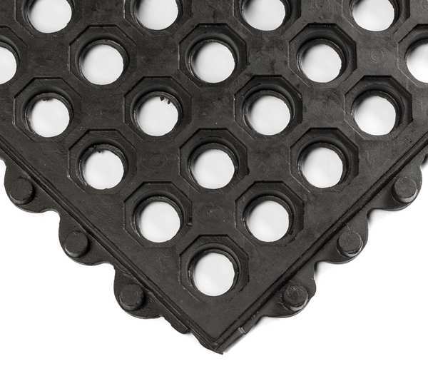 Interlocking Drainage Mat Tile Grease Resistant Natural Rubber 3 ft 3 ft 5/8 in
