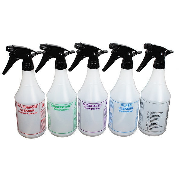24 oz. Plastic Preprinted Trigger Spray Bottle, 5 Pack