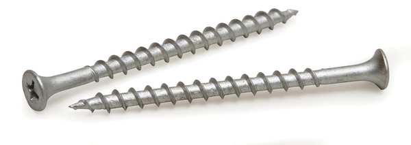 Deck Screw, #6 x 1-1/4 in, Steel, Flat Head, Phillips Drive, 100 PK