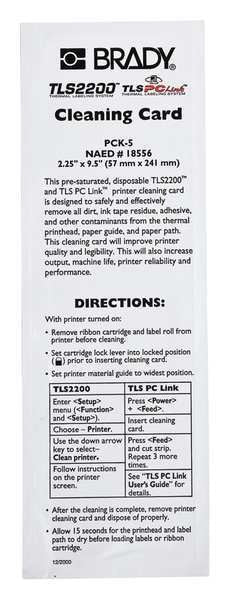 Printer Cleaning Cards, for use with G1408653, Pk5