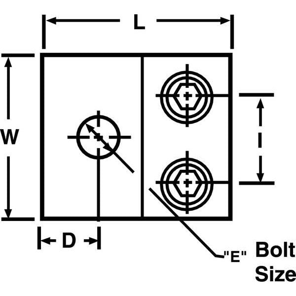 Mechanical Conn, Lug, 2/0 to 14 AWG, 2 Cond