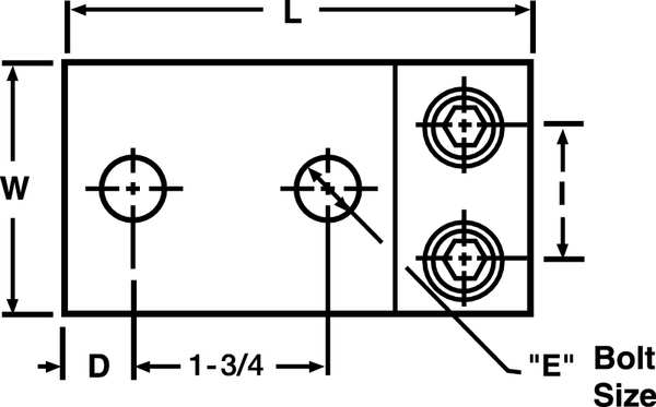 Mechanical Conn, Lug, 600 kcmil to 2 AWG