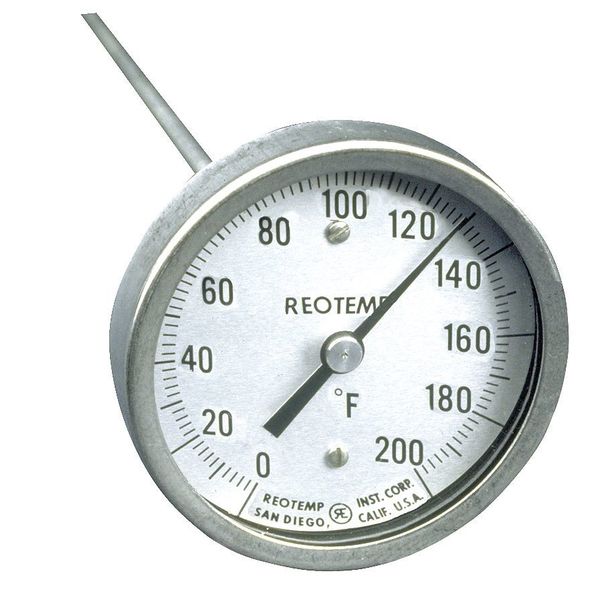 Bimetal Thermom, 3 In Dial, 0 to 200F