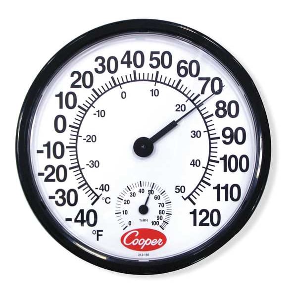 Analog Hygrometer, 12 In., -40 to 120 F