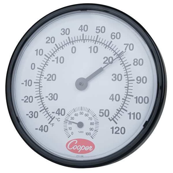 Analog Hygrometer, 12 In., -40 to 120 F