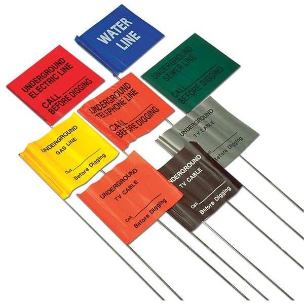 Marking Flag, Yellow, Gas Line, PVC, PK100