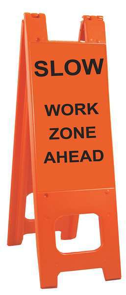 A-Frame Barricade Sign, Polyethylene, 45 in H, 3 in L, 13 in W, Orange