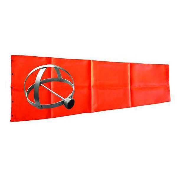 Windsock Kit, Nylon, 48 in Long, 18 in Throat Diameter, Aluminum Frame, Orange