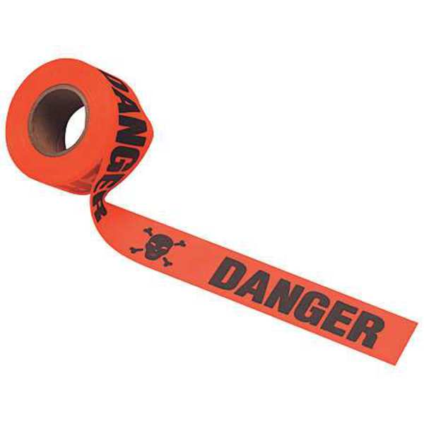 Barricade Tape, Red/Black, 1000 ft x 3 In