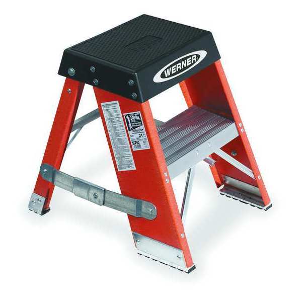 2 Steps, Fiberglass Step Stand, 375 lb. Load Capacity, Orange/Silver/Black