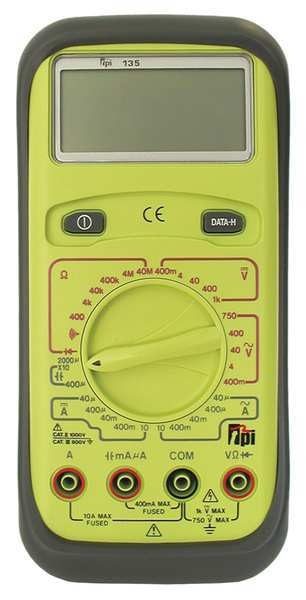 Digital Multimeter, 750 Max. AC Volts, 1,000 Max. DC Volts, 10 Max. AC Amps, 10 Max. DC Amps
