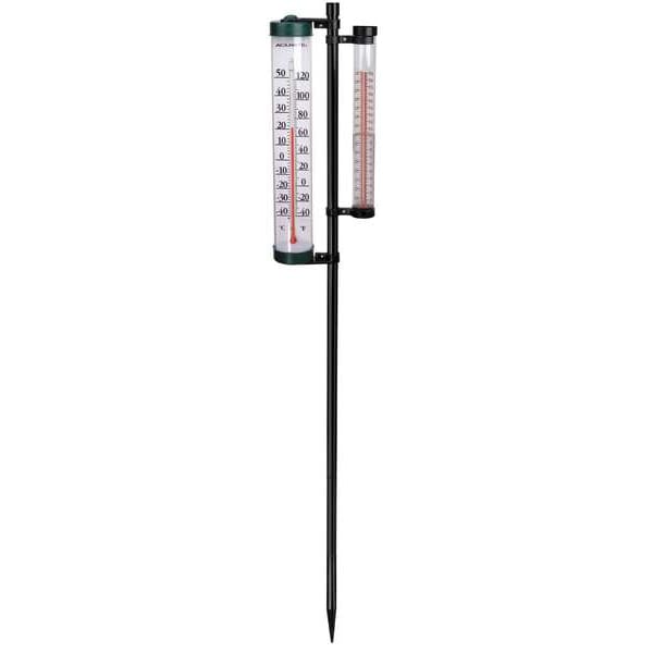 Post Mtd Rain Gauge/Thermometer