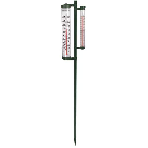 Post Mtd Rain Gauge/Thermometer