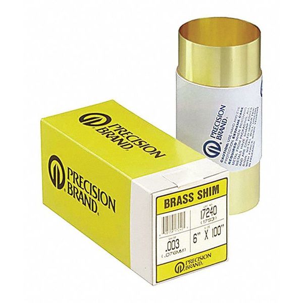 Shim Stock, Roll, Brass, 0.0200 In, 6 In