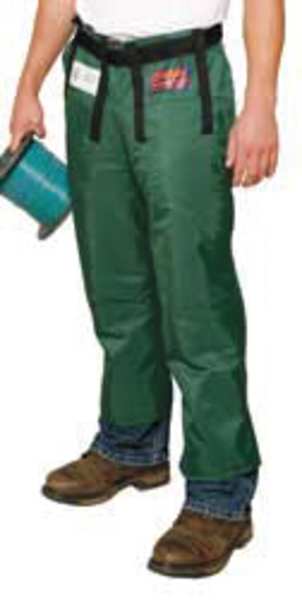 Chainsaw Chaps, Green, Nylon, Size Universal, 33 to 36 in Waist Size, 36 in Length