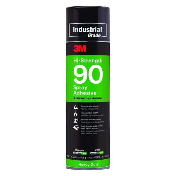 Spray Adhesive, 24 fl oz, Aerosol Can, Clear, Hi-Strength 90