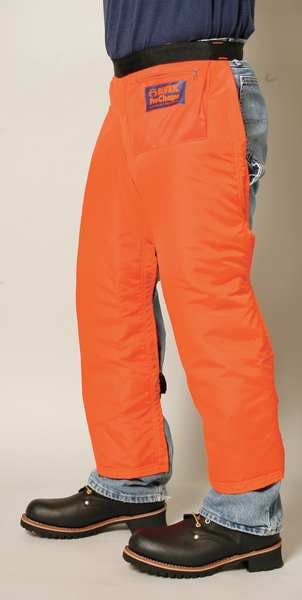 Chainsaw Chaps, Orange, Nylon, 33 in Length