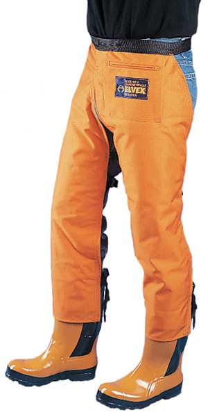 Chainsaw Chaps, Orange, Nylon, 33 in Length