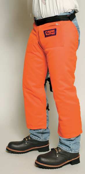 Chainsaw Chaps, Orange, Nylon, 33 in Length