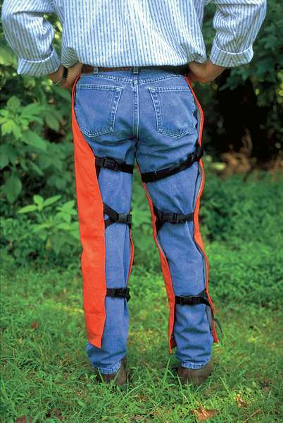 Chainsaw Chaps, Orange, Nylon, 33 in Length
