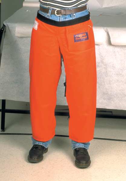 Chainsaw Chaps, Orange, Nylon, 33 in Length