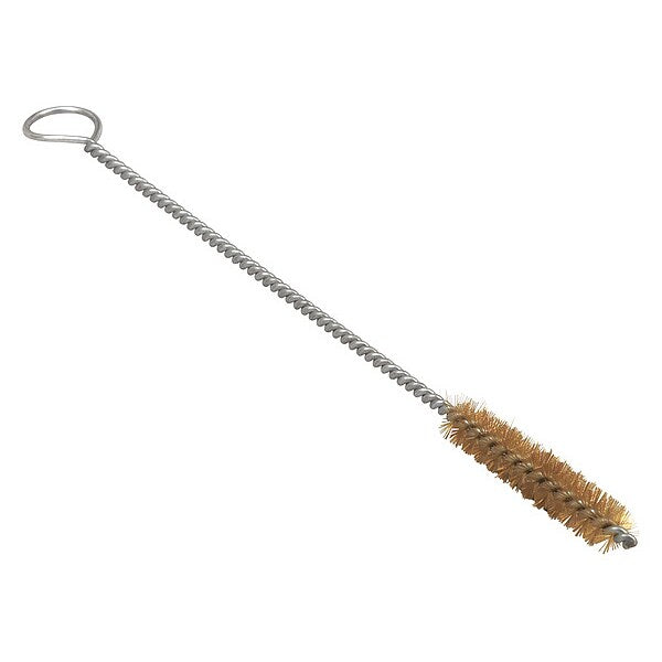 Tube and Pipe Brush, 5 in L Handle, 1 in L Brush, Tan, Brass, 6 in L Overall