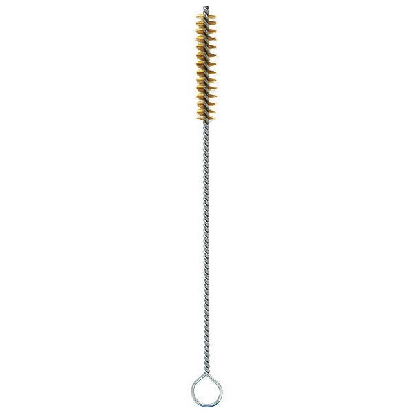 Tube and Pipe Brush, 16 in L Handle, 2 in L Brush, Tan, Brass, 18 in L Overall