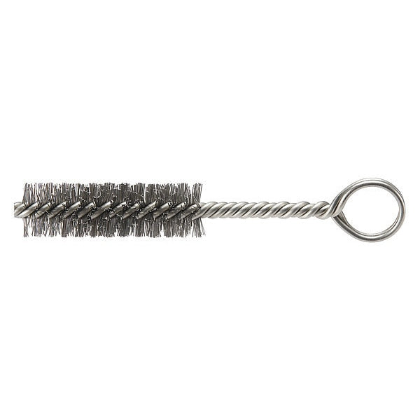 Tube and Pipe Brush, 3 1/2 in L Handle, 2 in L Brush, Tan, Stainless steel, 5 1/2 in L Overall