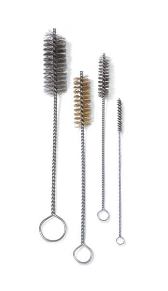 Tube and Pipe Brush, 5 1/2 in L Handle, 1 1/2 in L Brush, Tan, Stainless steel, 7 in L Overall
