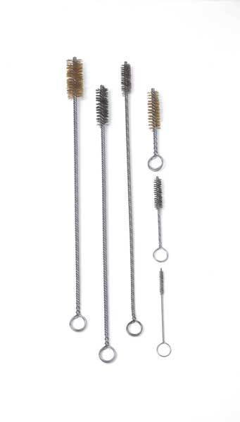 Tube and Pipe Brush, 15 1/2 in L Handle, 2 1/2 in L Brush, Tan, Wire, 18 in L Overall