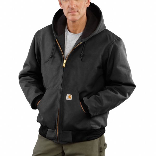 Men's Black Cotton Hooded Duck Jacket size 2XL