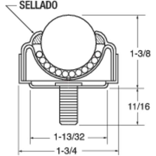 Ball Transfer, Threaded, 1In Ball Dia
