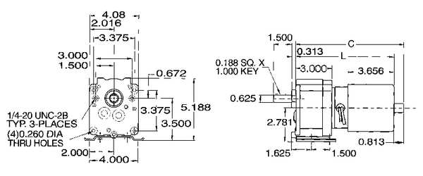 AC Gearmotor, 200.0 in-lb Max. Torque, 6.1 RPM Nameplate RPM, 115V AC Voltage, 1 Phase