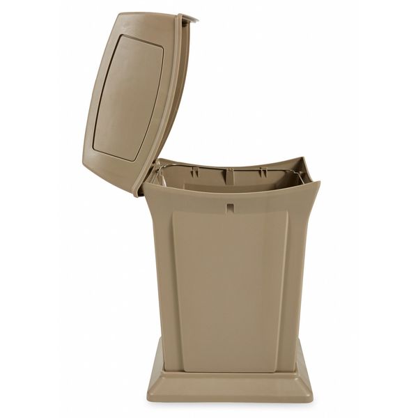 45 gal Square Trash Can, Beige, 24 3/4 in Dia, Swing, Plastic